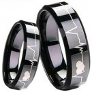 COI Black Tungsten Carbide HeartBeat Band Ring - TG1412