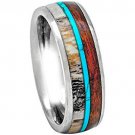 COI Tungsten Carbide Turquoise Wood Antler Ring - TG3395AAA
