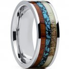 COI Tungsten Carbide Turquoise Wood Deer Antler Ring - TG4675