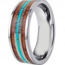 COI Tungsten Carbide Wood Antler Turquoise Ring - TG3204AAA