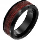 COI Black Tungsten Carbide Wedding Band Ring With Wood-TG2291