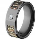 COI Black Tungsten Carbide Camo Ring With Cubic Zirconia-TG4032