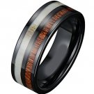 COI Black Tungsten Carbide Deer Antler & Wood Ring - TG3882AA