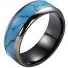 COI Black Tungsten Carbide Ring With Turquoise Inlays - TG3887