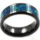 COI Black Tungsten Carbide Wedding Band Ring With Opal - TG4073