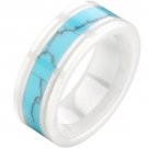 COI Ceramic Wedding Band Ring With Turquoise - TG2485