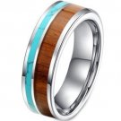 COI Tungsten Carbide Ring With Wood & Turquoise - TG3988