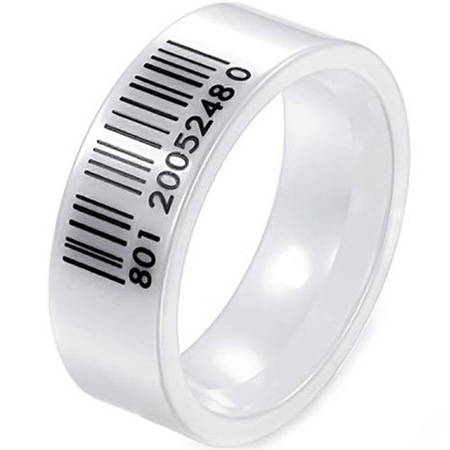 COI Ceramic Barcode Wedding Band Ring - TG3948