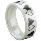 COI Ceramic Double Heart Wedding Band Ring - TG1298
