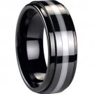 COI Black Tungsten Carbide Ring With Ceramic - TG3744