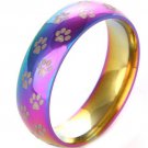 COI Tungsten Carbide Rainbow Color Ring With Paws- TG3491AA