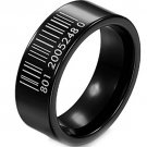 COI Black Tungsten Carbide Barcode Wedding Band Ring-TG3349