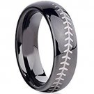 COI Black Tungsten Carbide Baseball Wedding Band Ring - TG2603