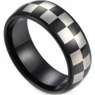 COI Black Tungsten Carbide Checkered Flag Ring - TG2818