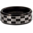 COI Black Tungsten Carbide Checkered Flag Ring - TG2952
