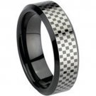 COI Black Tungsten Carbide Checkered Flag Ring - TG670