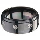 COI Black Tungsten Carbide Clover Wedding Band Ring - TG1414