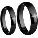 COI Black Tungsten Carbide Cross Wedding Band Ring - TG361BB