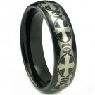 COI Black Tungsten Carbide Cross Wedding Band Ring - TG4207