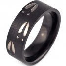 COI Black Tungsten Carbide Deer Track Wedding Band Ring-TG2921