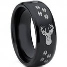 COI Black Tungsten Carbide Deer Track Wedding Band Ring-TG4393
