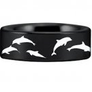 COI Black Tungsten Carbide Dolphin Wedding Band Ring - TG4548