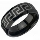 COI Black Tungsten Carbide Greek Key Wedding Band Ring-TG2090A
