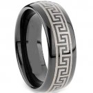 COI Black Tungsten Carbide Greek Key Wedding Band Ring-TG2117A