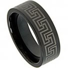 COI Black Tungsten Carbide Greek Key Wedding Band Ring-TG2931