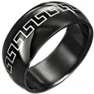 COI Black Tungsten Carbide Greek Key Wedding Band Ring-TG2941