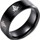 COI Black Tungsten Carbide Masonic Wedding Band Ring - TG2123