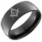 COI Black Tungsten Carbide Masonic Wedding Band Ring - TG383AA
