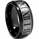 COI Black Tungsten Carbide Ring With Roman Numerals - TG2167