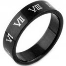 COI Black Tungsten Carbide Ring With Roman Numerals - TG2927