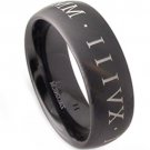 COI Black Tungsten Carbide Ring With Roman Numerals - TG2929