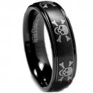 COI Black Tungsten Carbide Skull Wedding Band Ring - TG1944
