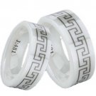 COI Ceramic Greek Key Wedding Band Ring - TG1300