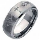 COI Tungsten Carbide Cross Wedding Band Ring - TG3865