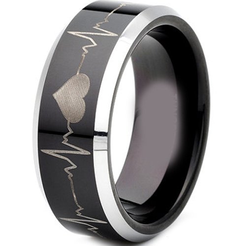 COI Tungsten Carbide HeartBeat Wedding Band Ring - TG4300