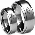 COI Tungsten Carbide King Queen Wedding Band Ring - TG4582