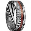 COI Tungsten Carbide Damascus Ring With Wood - TG1087AAA
