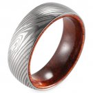 COI Tungsten Carbide Damascus Ring With Wood - TG2045AA