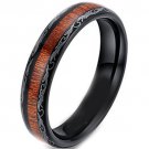 COI Black Tungsten Carbide Damascus Ring Wiith Wood - TG4173