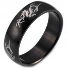 COI Black Tungsten Carbide Dragon Wedding Band Ring - TG2932
