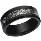 COI Black Tungsten Carbide Dragon Wedding Band Ring - TG3696