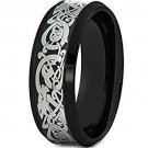 COI Black Tungsten Carbide Dragon Wedding Band Ring-TG1500AA