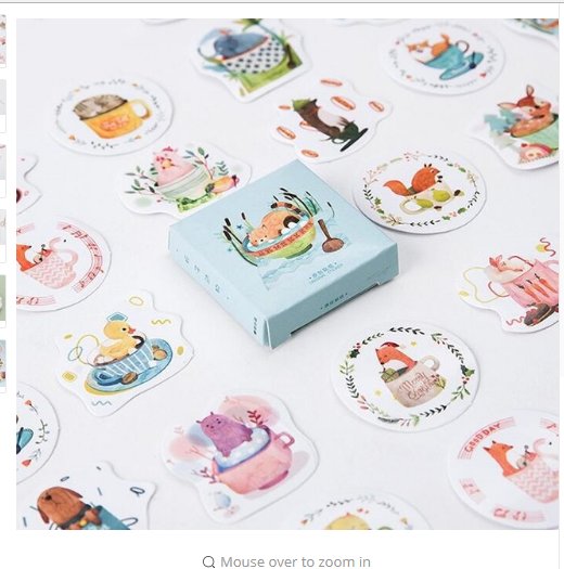 45 Pcs/Pack Cup Animals Decorative Stickers Adhesive Stickers DIY