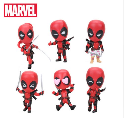 New 10cm Marvel Toys Deadpool Figure Bobble-Head 1/10 Scale Painted