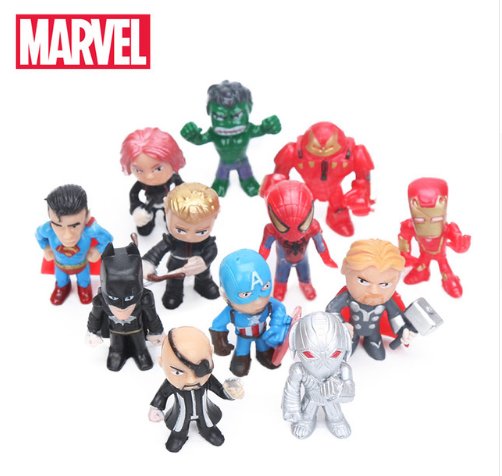12pcs Q Version The Avengers Figure Set Marvel Toys 4-5cm Iron Man