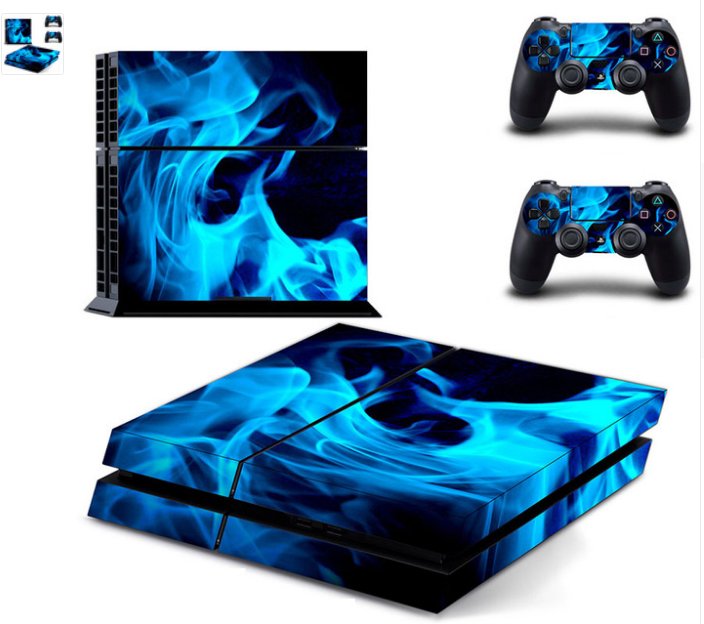 Blue fire Vinyl Decal PS4 Skin Sticker For PS4 Playstation 4 Console + Controllers Skins
